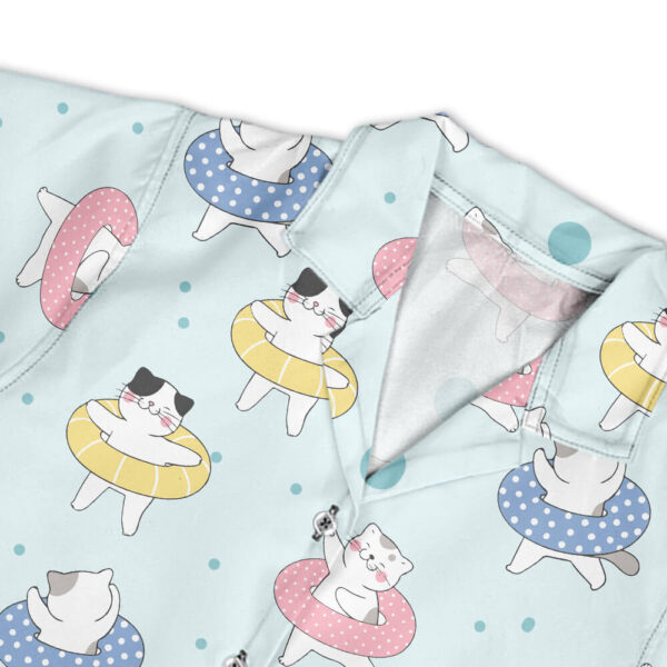 Áo sơ mi hoạ tiết mèo đeo phao đi biển
