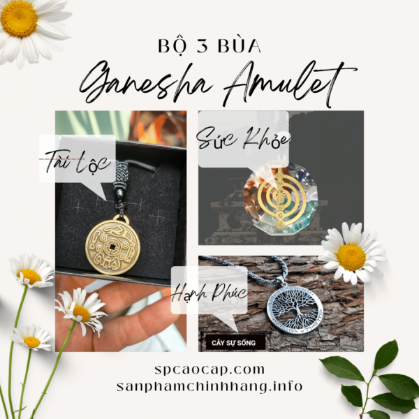 Bộ 3 bùa Ganesha Amulet Bùa hộ mệnh tây tạng